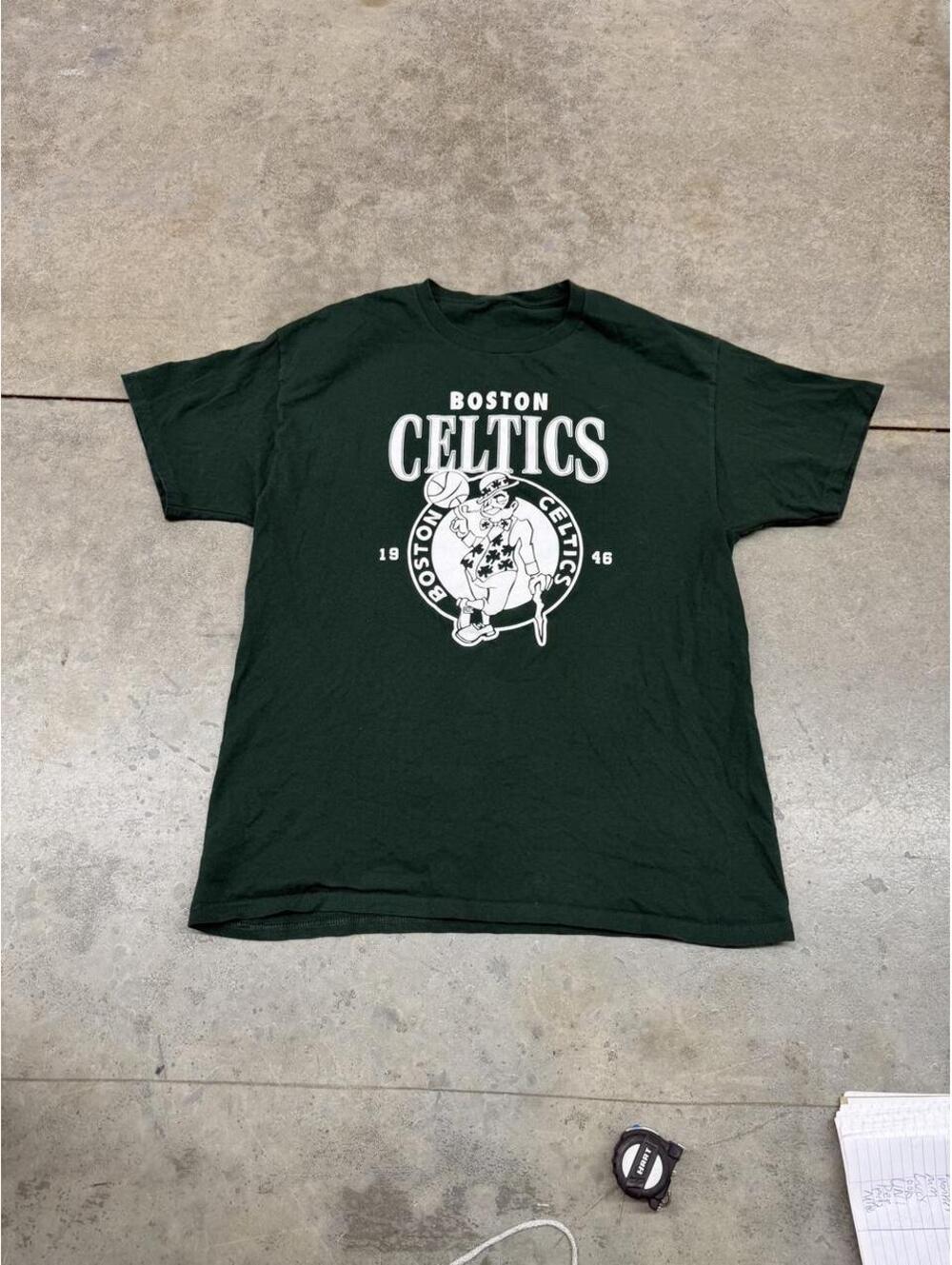 vintage boston celtics green big logo basketball team shirt size large